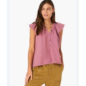 Xirena Ellis Top Venus Pink Stripe Flutter Sleeve Blouse Size S